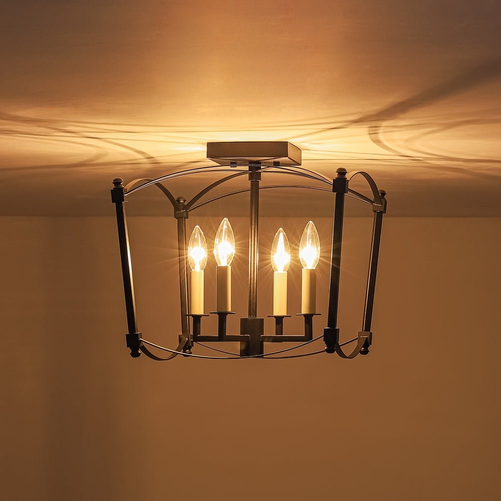 Celeste Retro 4 Light Open Frame Lantern Cage Ceiling Light