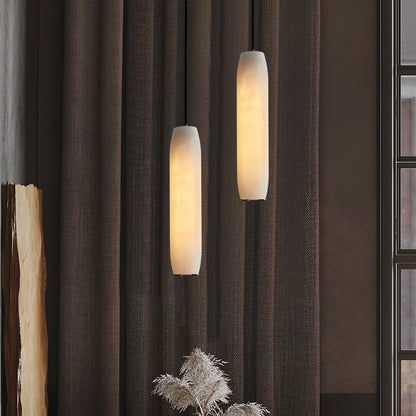 Guido Flute Cylindrical Alabaster Pendant Light