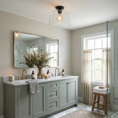 Hannahlee ‎Minimalist Glass Semi Flush Mount Ceiling Light