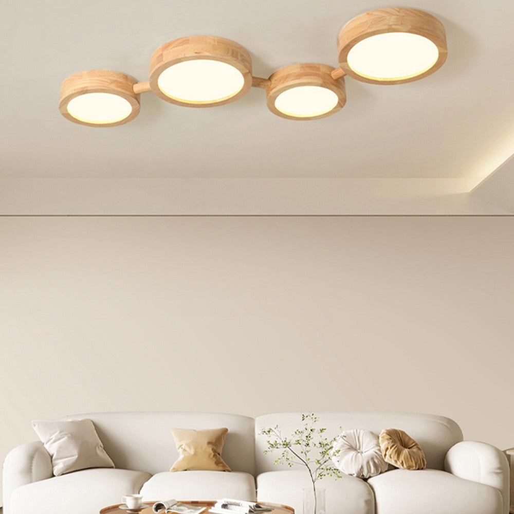 Phelith Modern Multi Heads Wood LED Ceiling Light