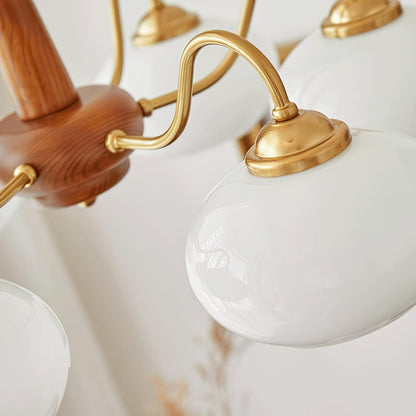 Xyrian Farmhouse Wood White Bauhaus Persimmon Chandelier