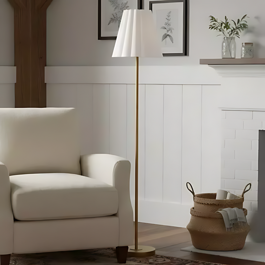 Eadweard Modern Cone White Linen Floor Lamp