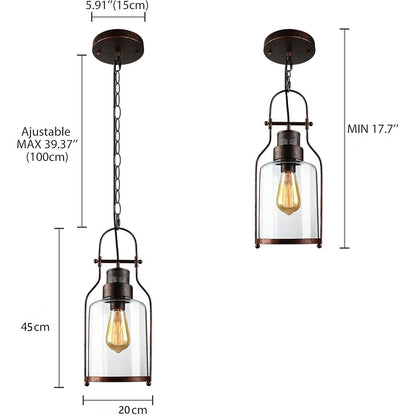 Eryxis Industrial Vintage Iron Glass Jar Pendant Light