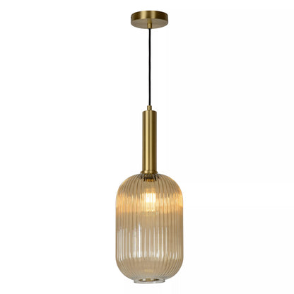 Zarek Lantern Shape Vertical Striped Stained Glass Pendant Light