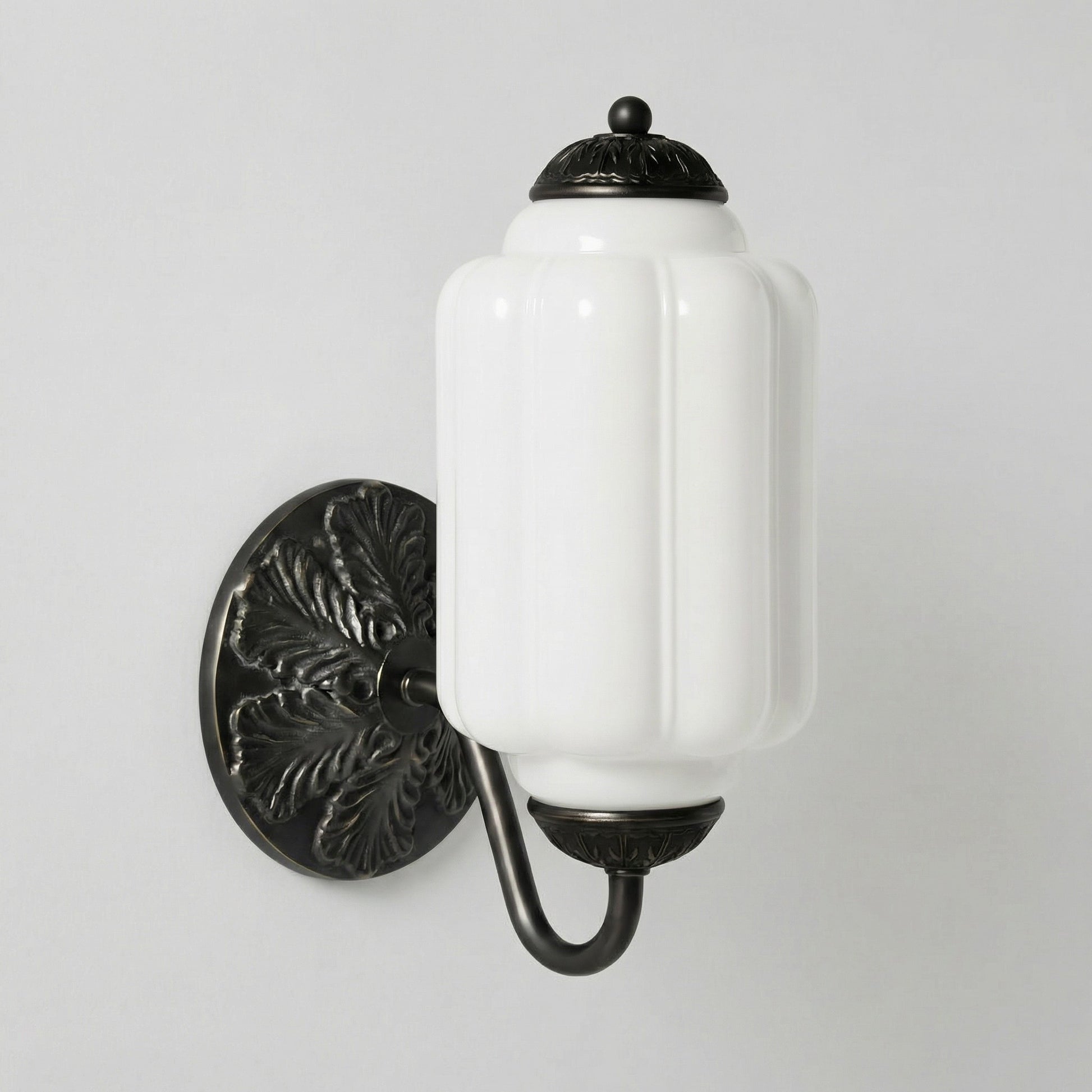Cyrilith Vintage Milk Glass Oiled Brass Eloise Sconce