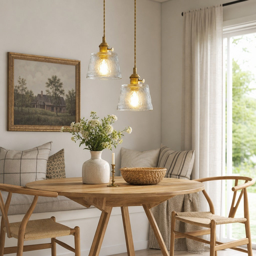 Seraphel Vintage 1-Light Glass Brass Pendant Light