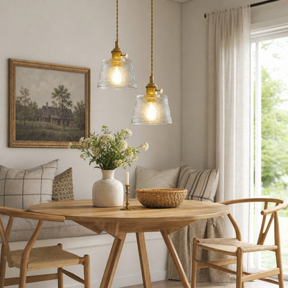 Seraphel Vintage 1-Light Glass Brass Pendant Light