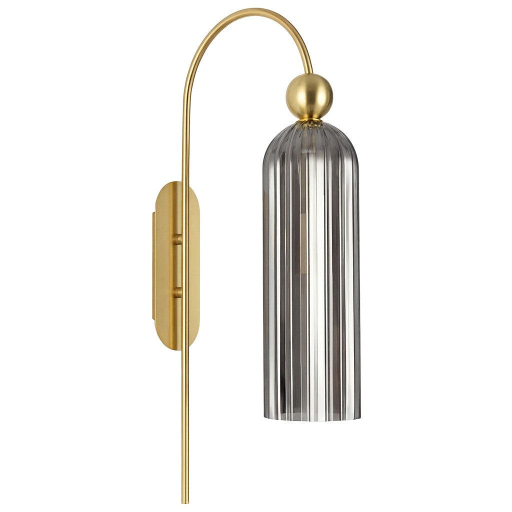 Emrys Modern Gold Fluted Glass Cylinder Sconce