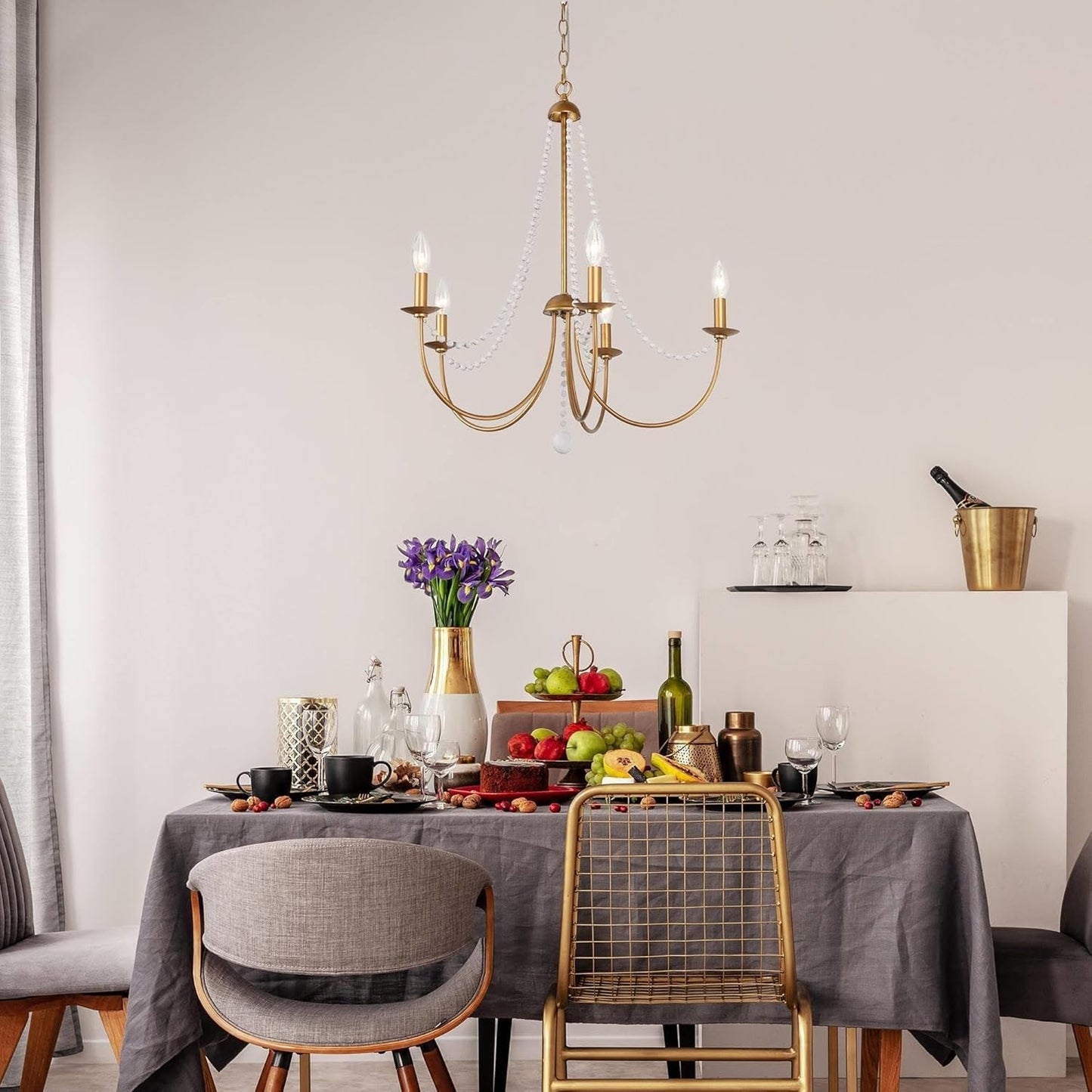 Ophelia French Country 5-Light Wood Beads Branch Chandelier