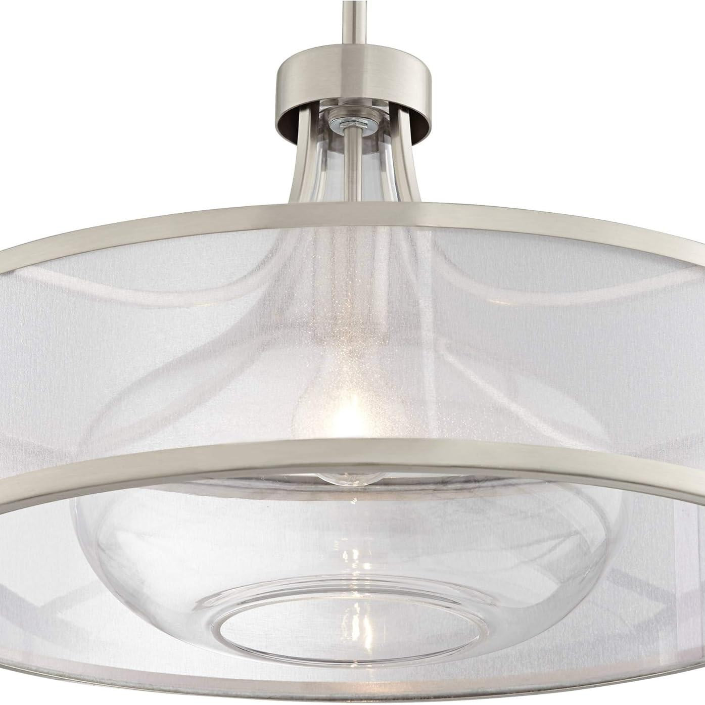 Myrith Antique Organza Glass Drum Shape Pendant Light