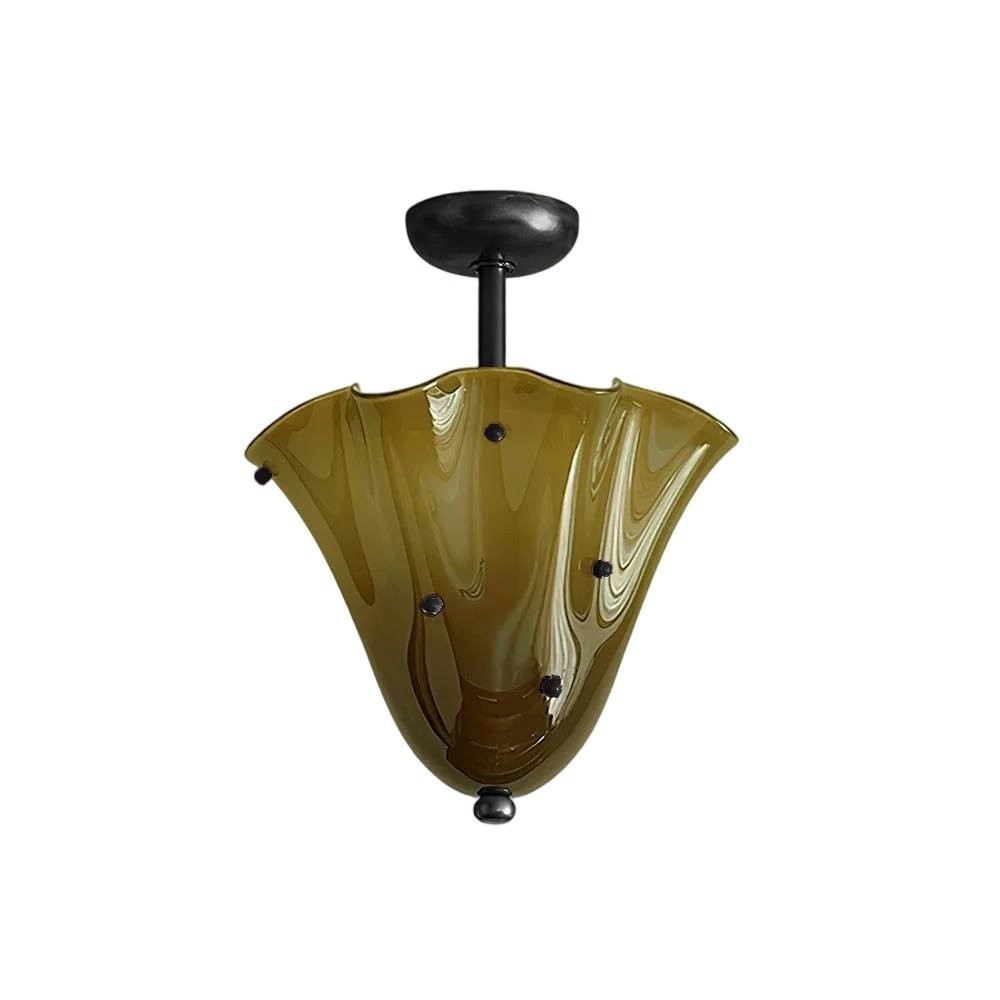 Catalina Contemporary Colored Glass Petal Fazzo Ceiling Light