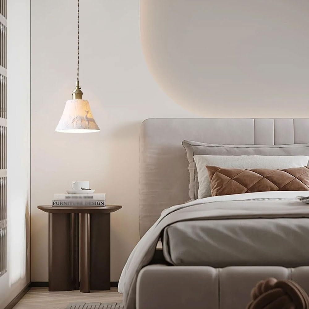 Carlo KiKi Fluted Ceramic Brass Pendant Light