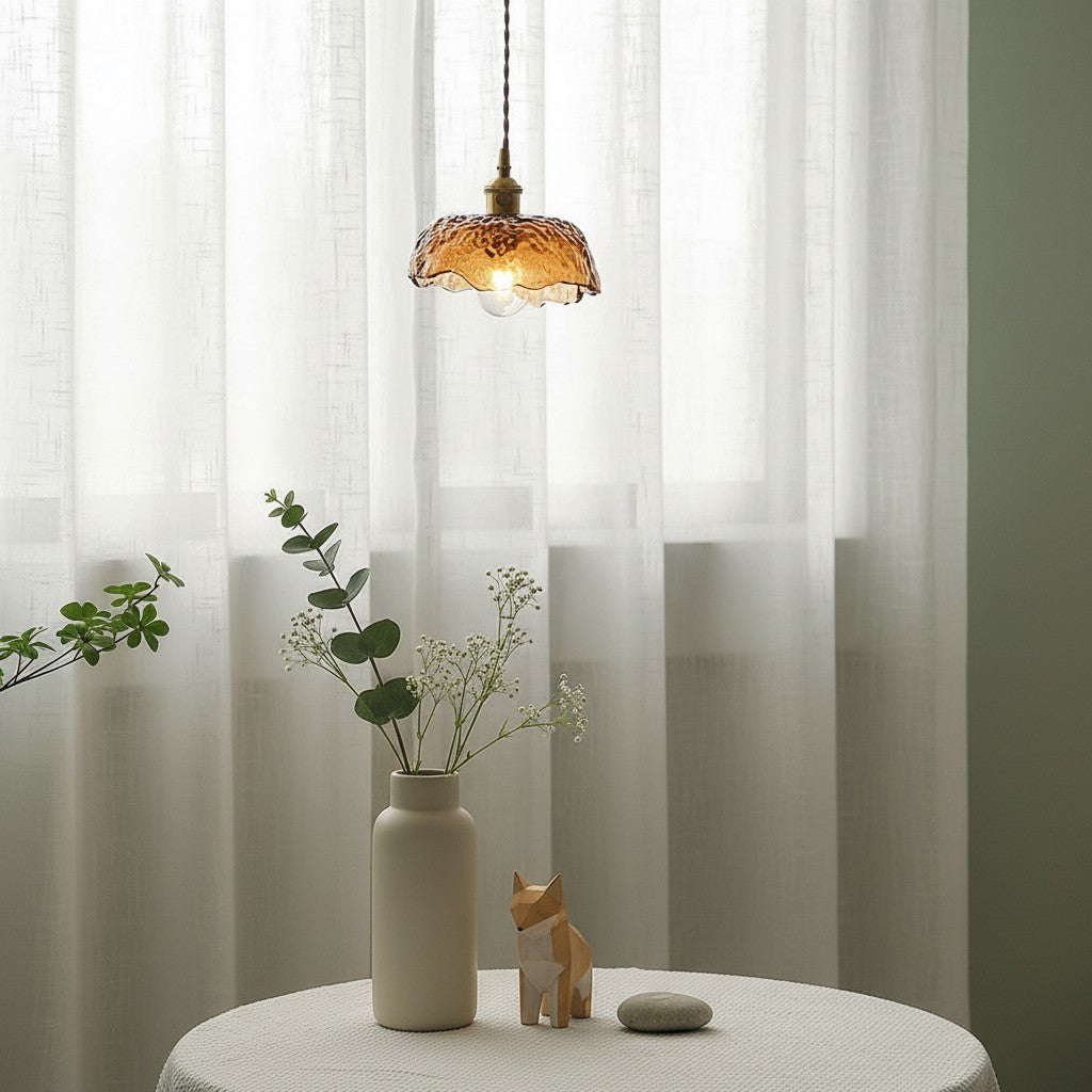 Nyxalis Vintage Brass Glass Pendant Light