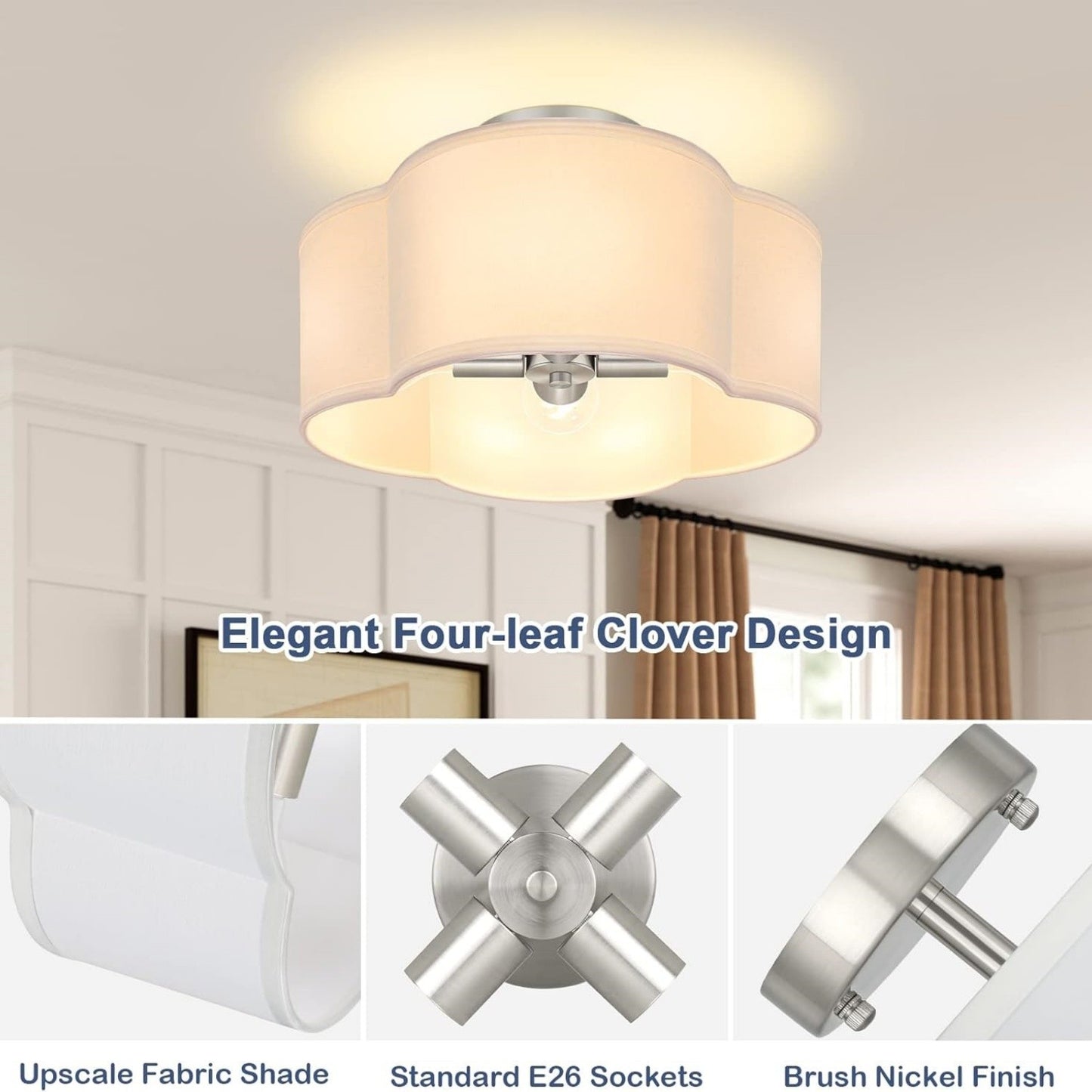 Lisi Modern Fabric Semi Flush Mount Ceiling Light