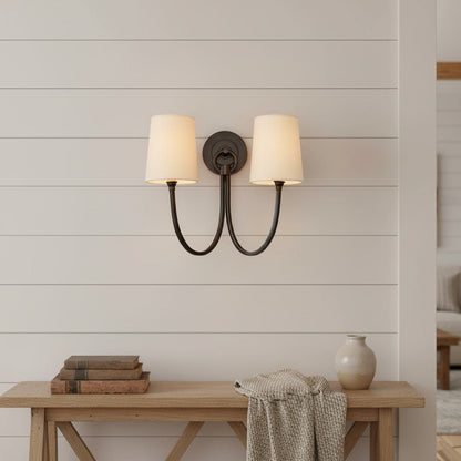 Kaevin Modern Elegant Linen Shade Double Wall Sconce