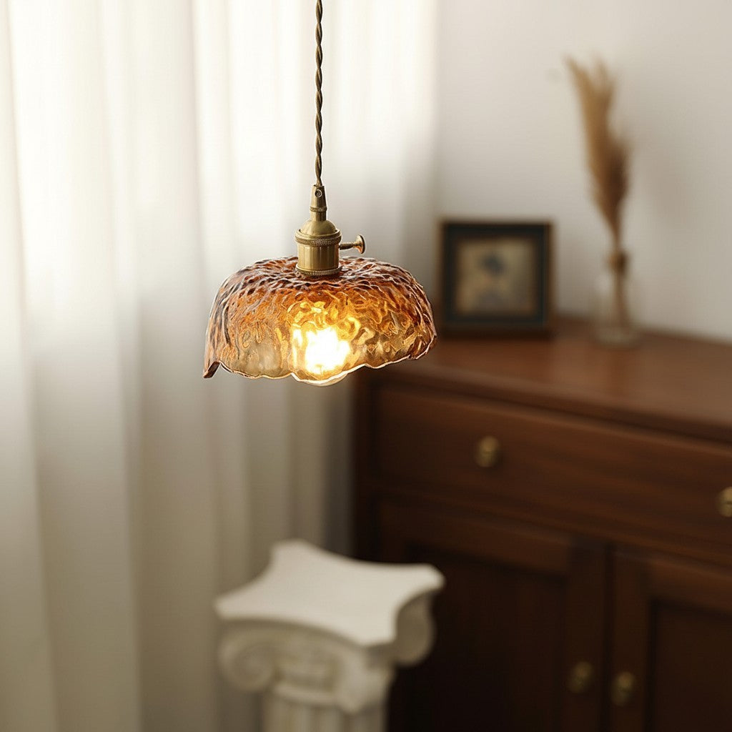 Nyxalis Vintage Brass Glass Pendant Light