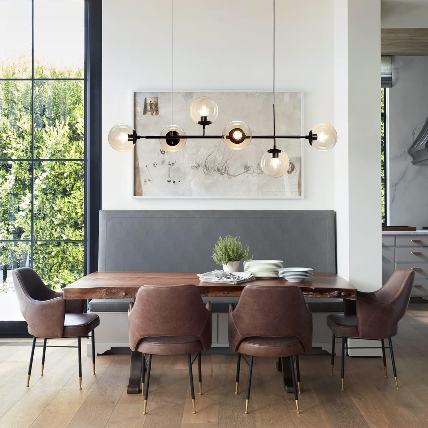 Celestina 6 Light Linear Glass Orb Pendant Light