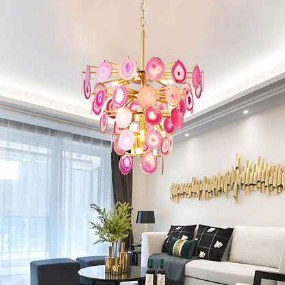 Gideon Slice Agate Tower Chandelier