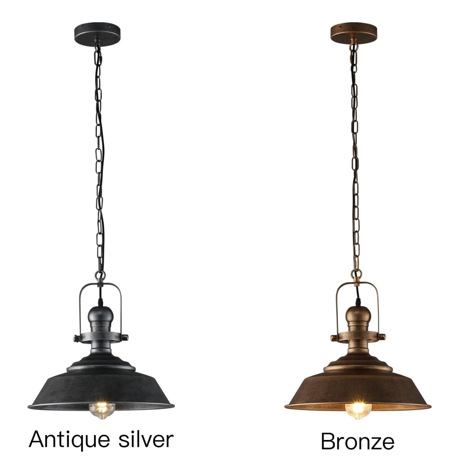 Carmen Industrial Antique Metal Horn Shaped Pendant Light