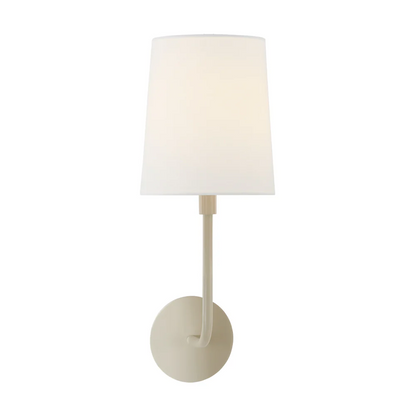 Syrinth Farmhouse Linen Shade Curved Arm Wall Lamp