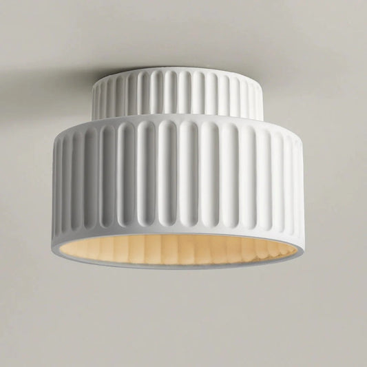 Nicola Vintage Resin Cream Breeze Drum Semi-Flush Mount Ceiling Light