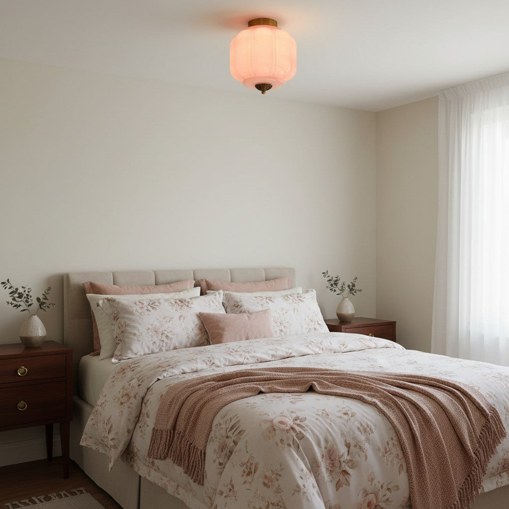 Conran Vintage Milk Glass Semi Flush Mount Eloise Ceiling Light