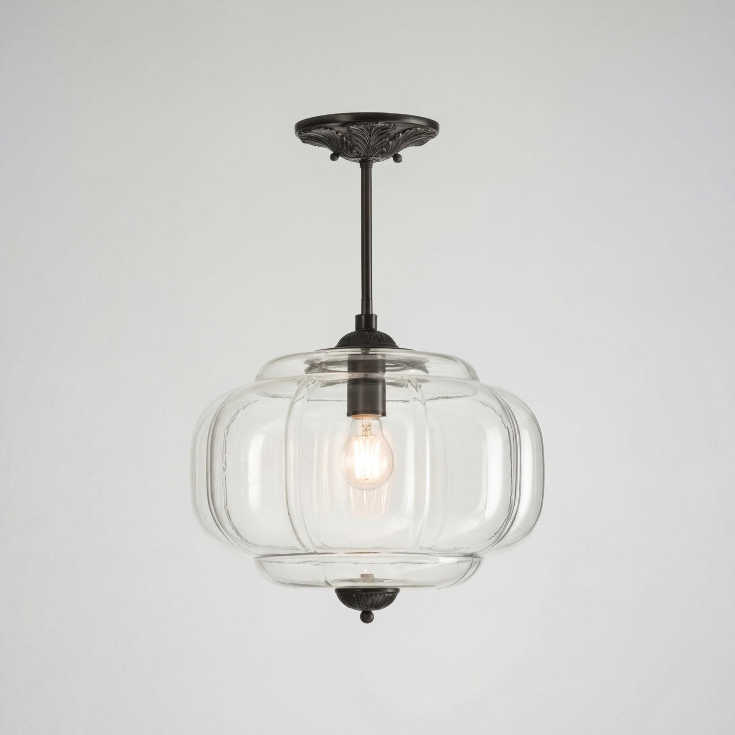 Vortan Antique Brass Green Glass Semi-Flush Mount Eloise Pendant Lamp