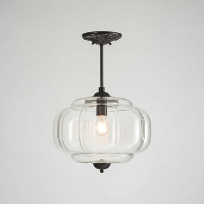 Vortan Antique Brass Green Glass Semi-Flush Mount Eloise Pendant Lamp