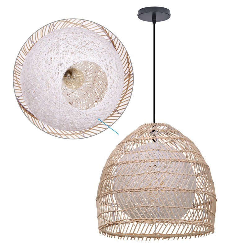Clioan Bohemian Woven Rattan Pendant Light