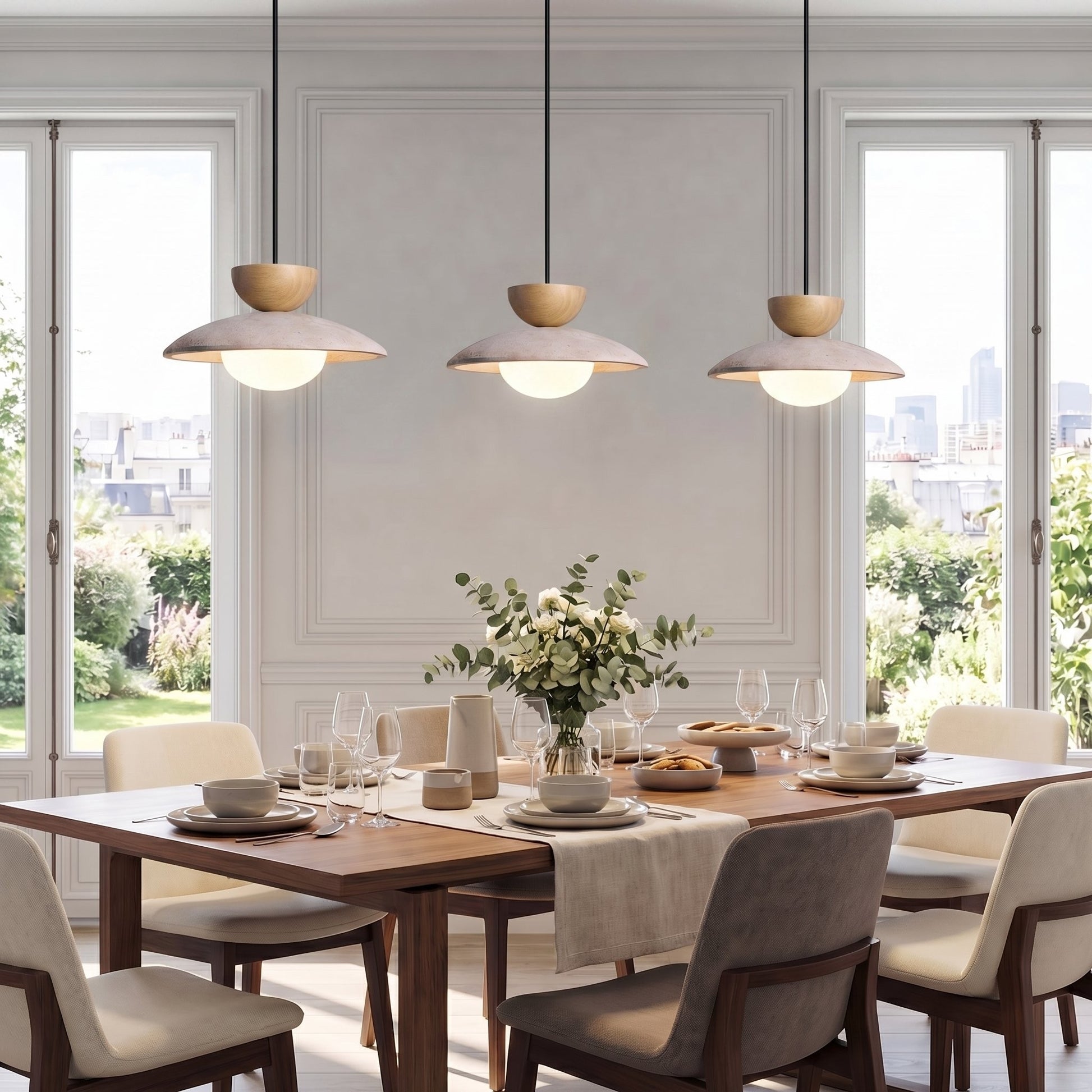 Tilda Modern Wabi-Sabi Travertine Dome Pendant Light