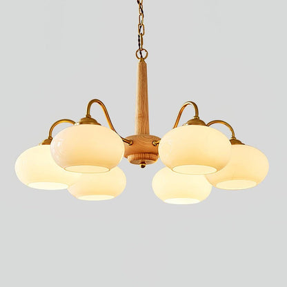 Xyrian Farmhouse Wood White Bauhaus Persimmon Chandelier