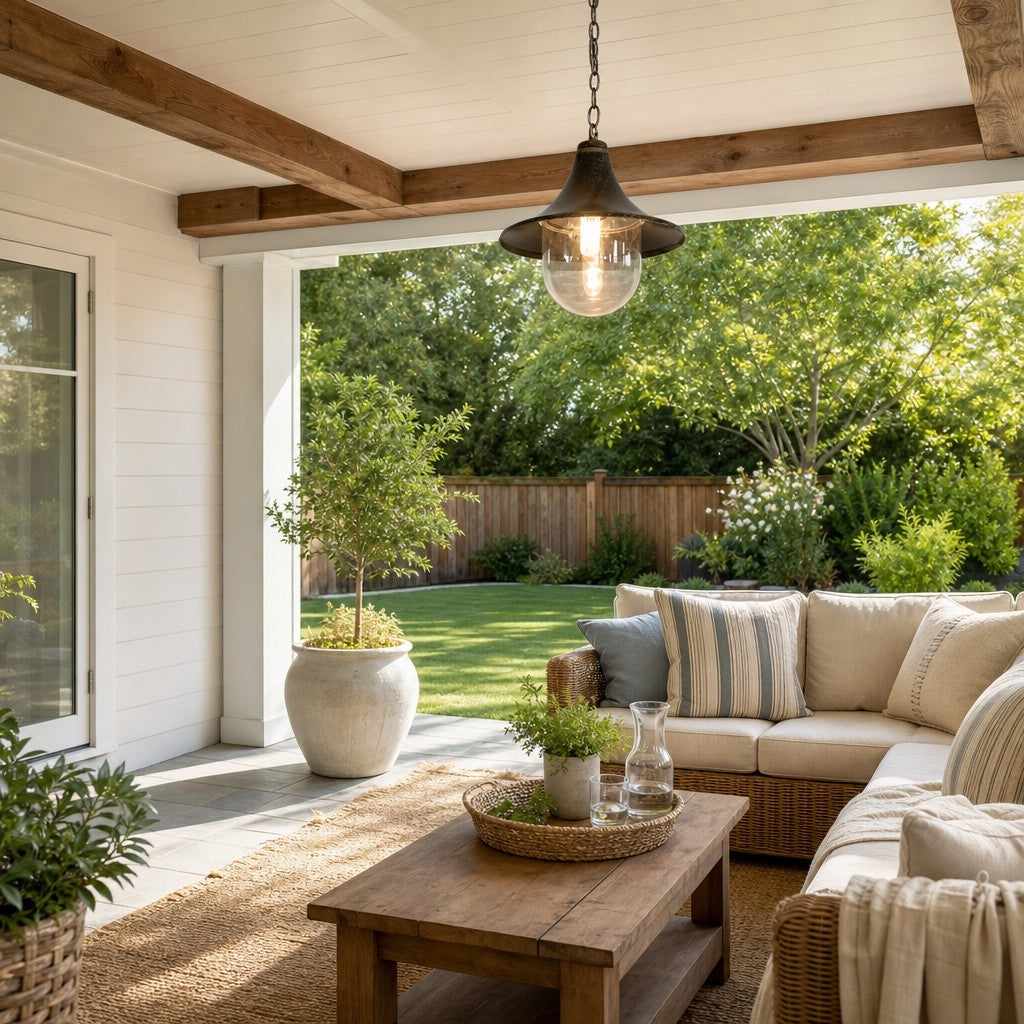 Marshall Farmhouse Outdoor Patio Porch Black Pendant Light