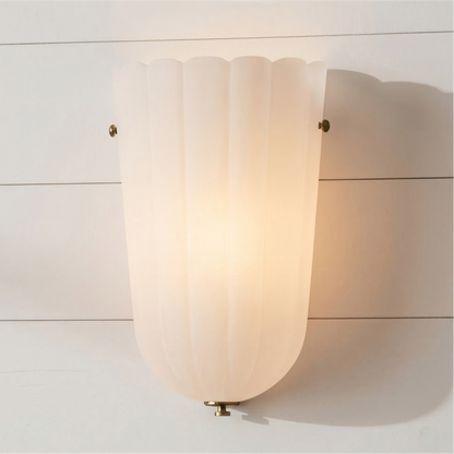 Zephyrine Decorative Antique Brass Flower Milky White Glass Wall Sconce