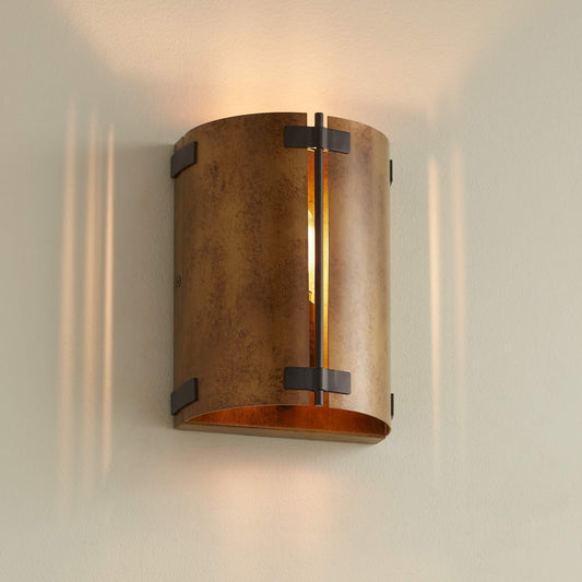 Zoe Industrial Rustic Bronze Cylindrical Metal Wall Sconce