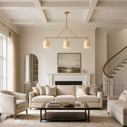 Drilon Elegant Brass Cylinder Shade 3-Light Chandelier