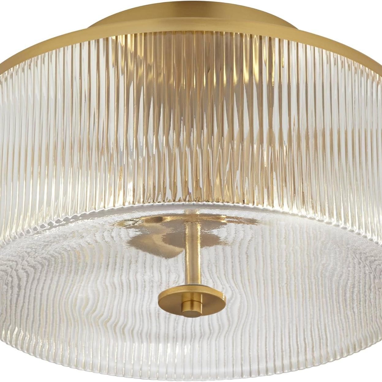 Claude Farmhouse Striped Glass Drum Ceiling Light