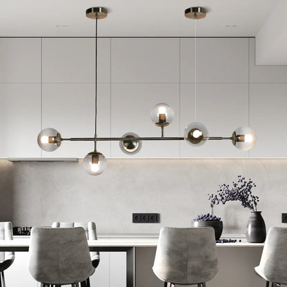 Celestina 6 Light Linear Glass Orb Pendant Light