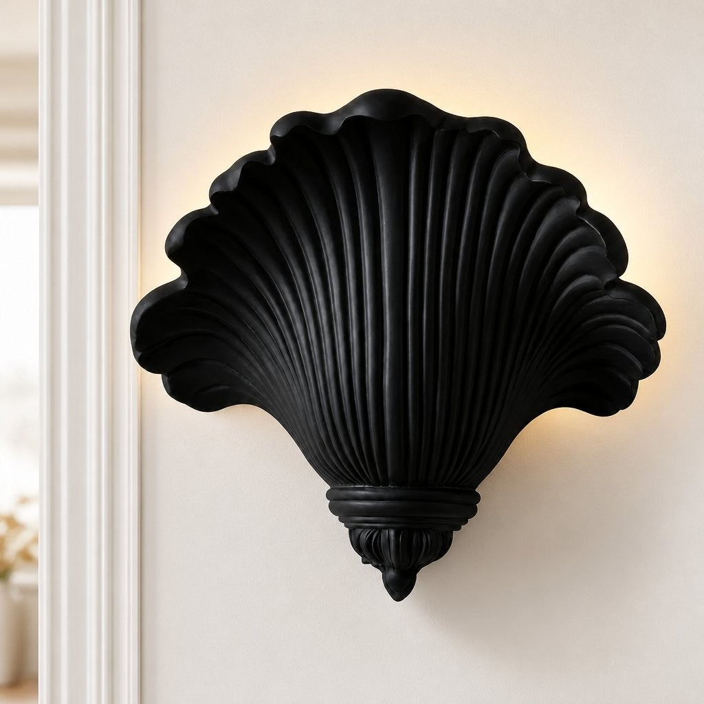 Brinley French Mid-century Resin Scallop Wall Sconce
