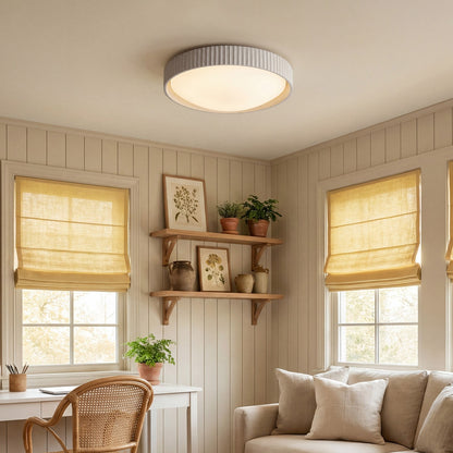 Arnold ‎Minimalist Round Led Fluted Concrete Ceiling Light