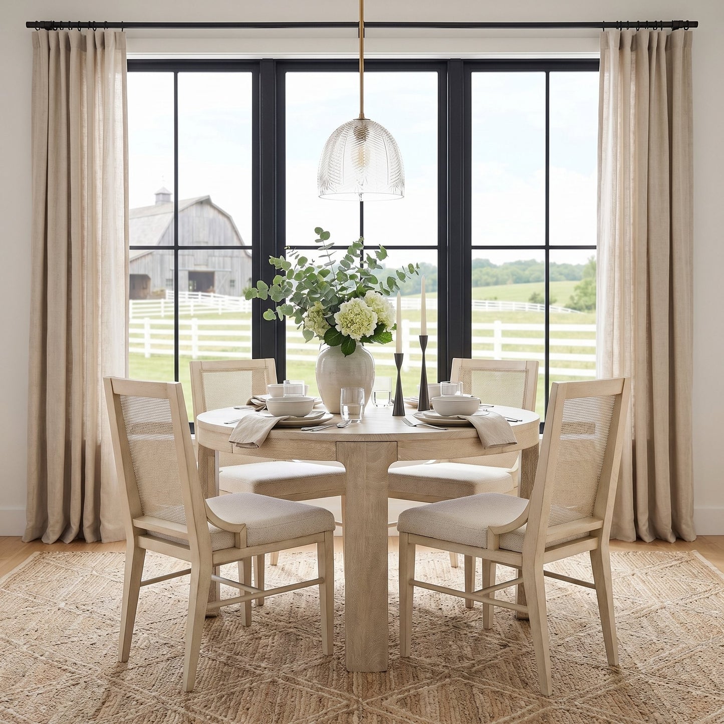 Danica Mid-Century  Glass Leaf Round Pendant Light