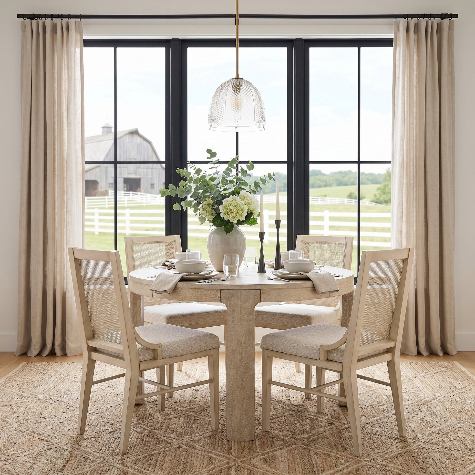 Danica Mid-Century  Glass Leaf Round Pendant Light