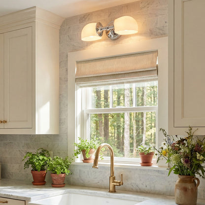 Valor Rustic Metal Double White Glass Wall Sconce