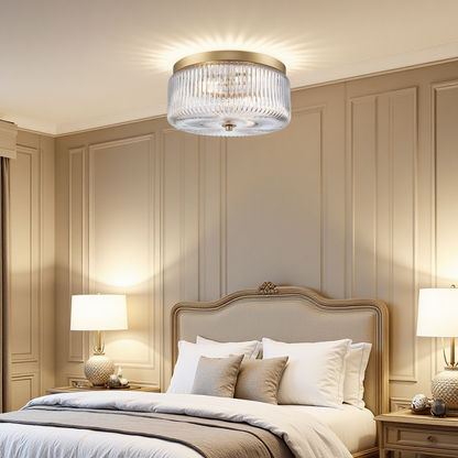 Pax Farmhouse Ribbed Glass Round Flush Mount Ceiling Light