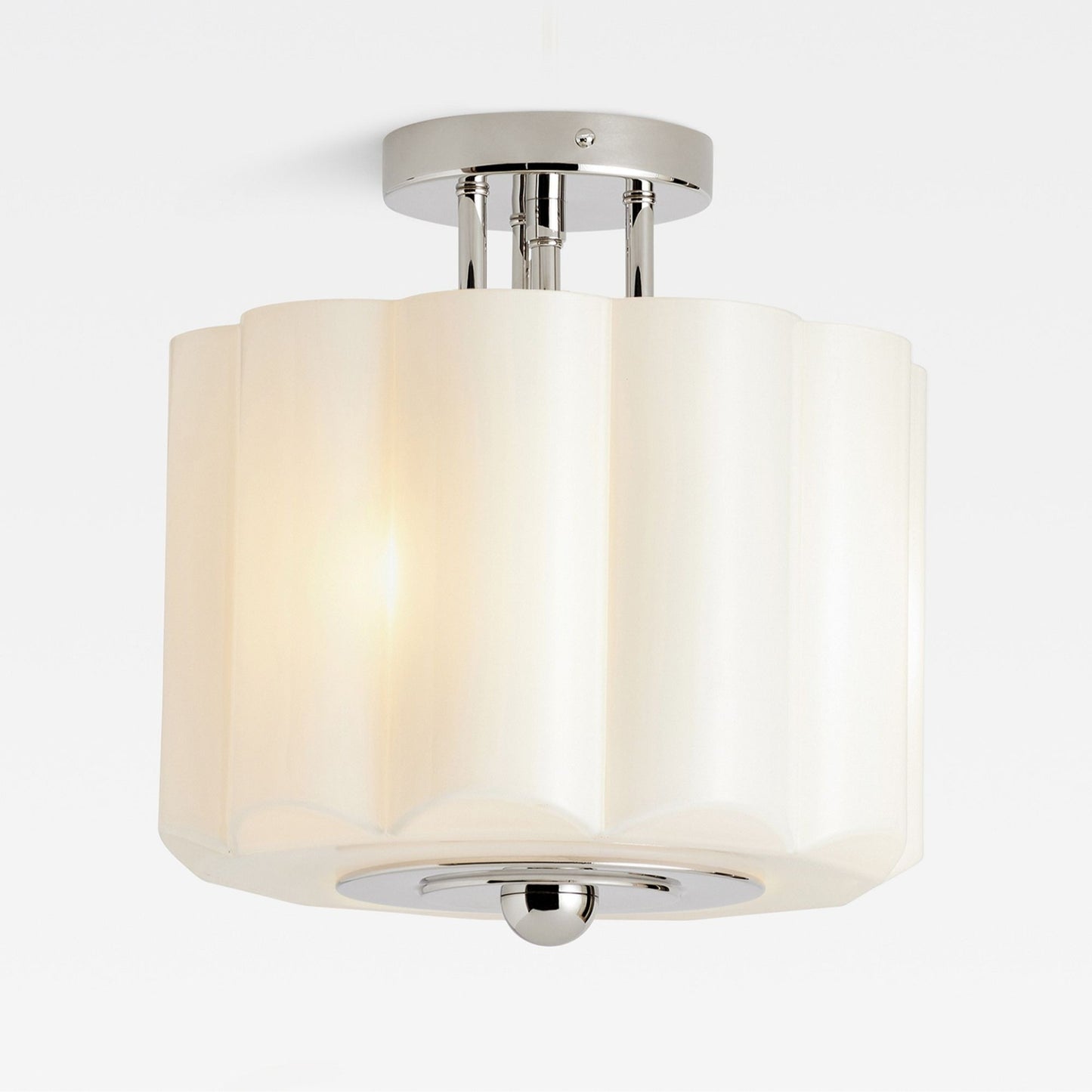 Hanahs Farmhouse Milk Glass Scalloped Shade Ceiling Light