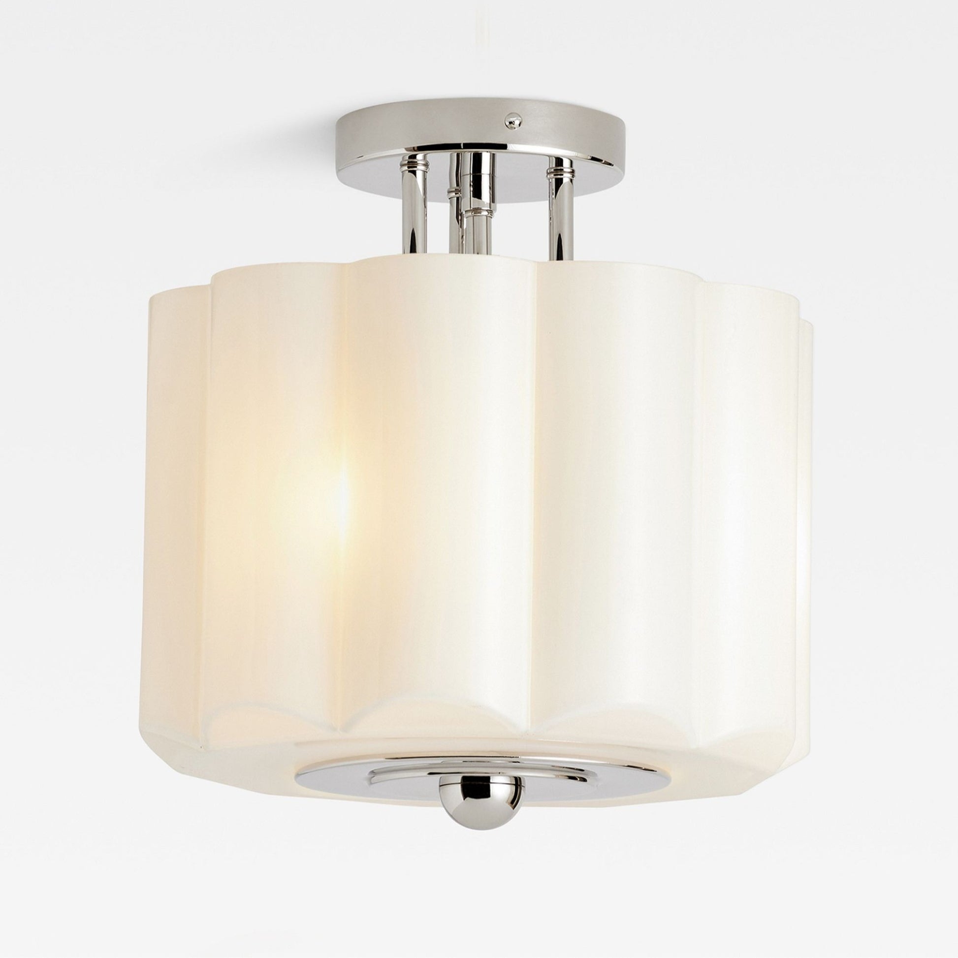 Hanahs Farmhouse Milk Glass Scalloped Shade Ceiling Light