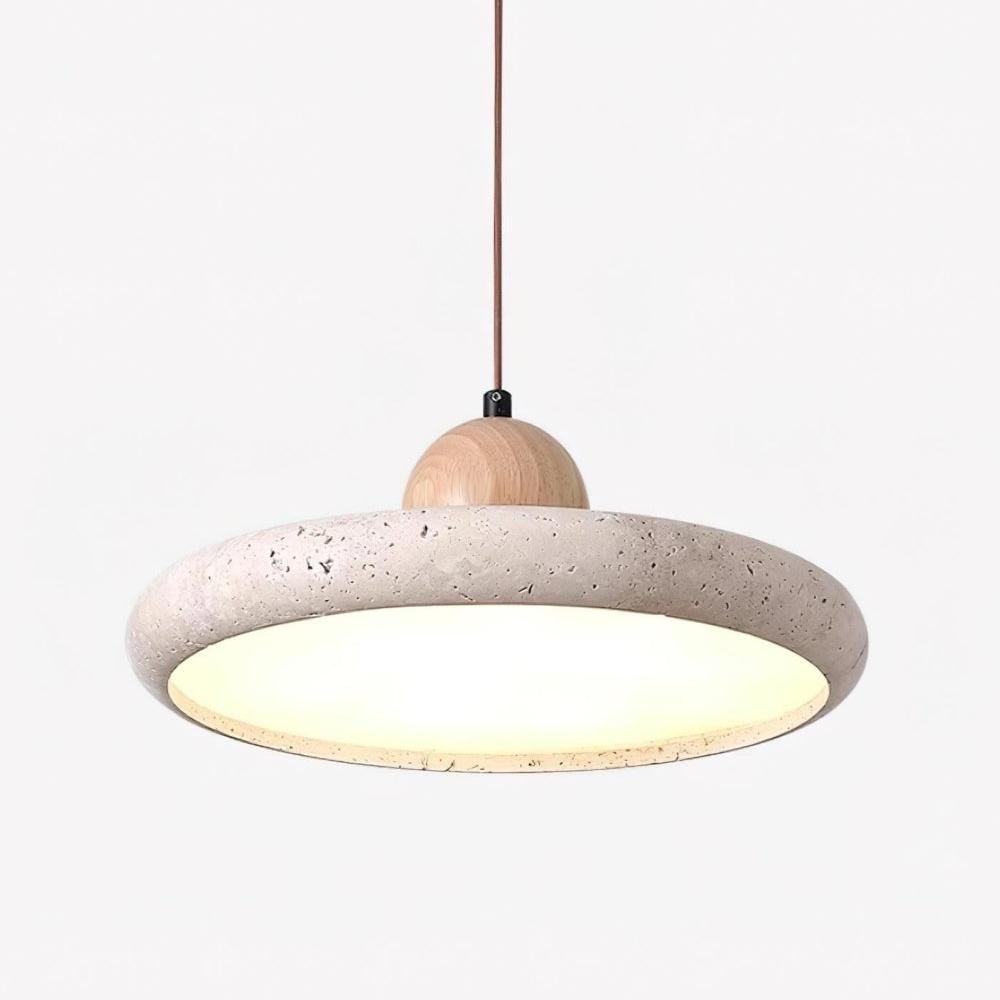 Aggiea Minimalist Yellow Travertine Frisbee Pendant Lamp