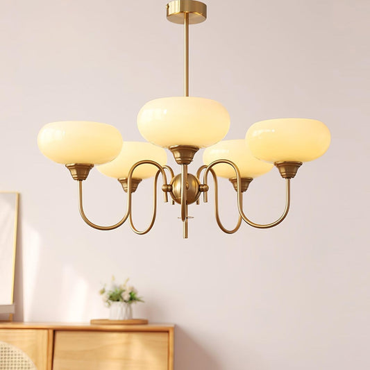 Luna Cream White Bubble Glass Chandelier