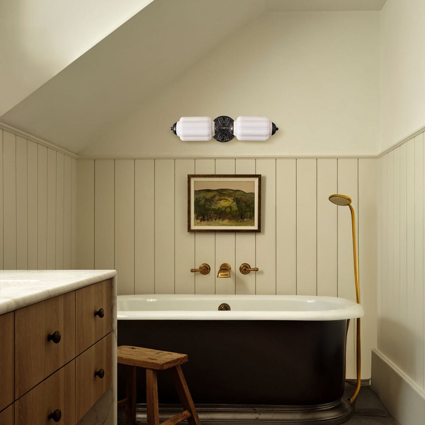 Vintage Elegant Milk Glass Eloise Wall Sconce - Retro Accent Lighting for Bathroom\Bedroom\Hallway