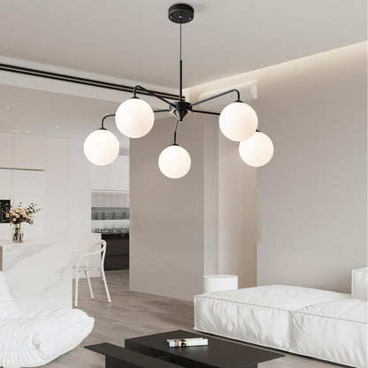 Maytoni Modern 5 Lights White Glass Globe Chandelier