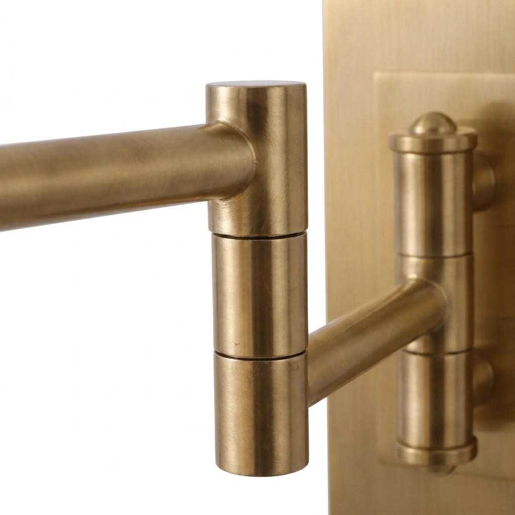 Aura Elegant Brass Swing Arm Porcelain Wall Sconce